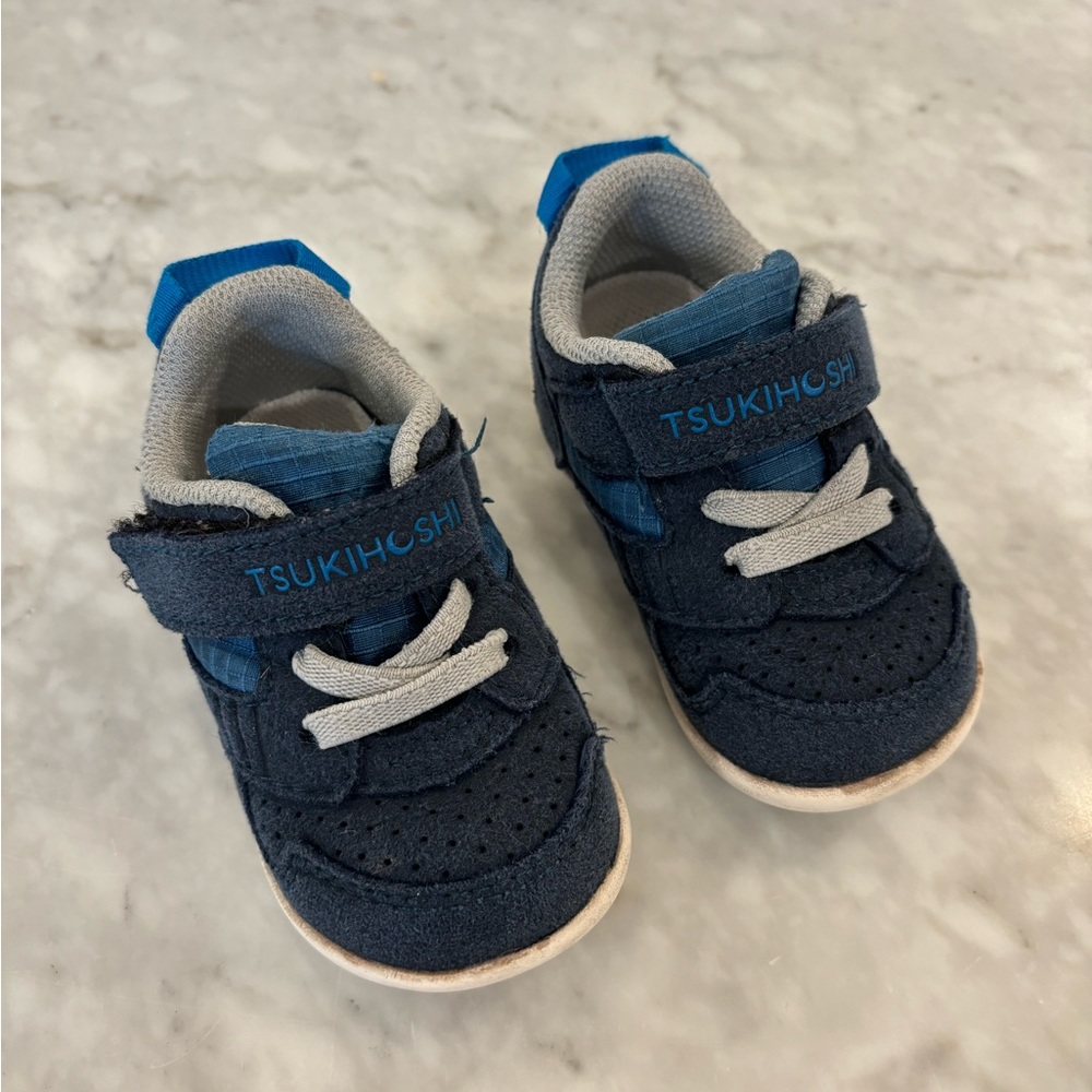 Navy blue Tsukihoshi racer baby sneakers